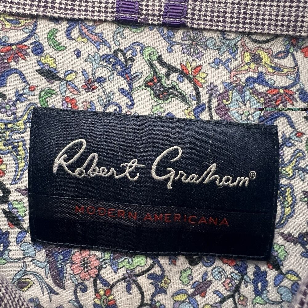 Robert Graham Modern Americana Shirt Size 2XL Purple Tailored Fit Linen Blend - Picture 3 of 14